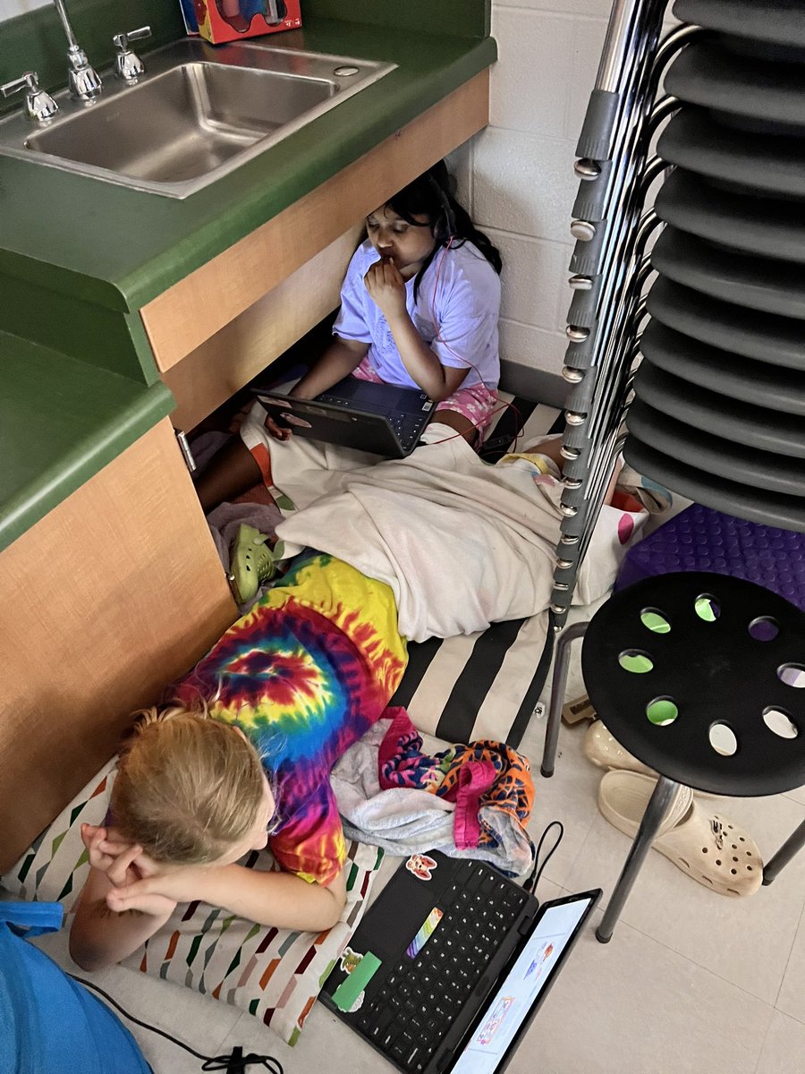 We started our 10 day countdown to the last day of school with “cave reading.”  We found lots of creative and comfy spots to read! <a href="/MrsBeltranGPE/">Anissa Beltran</a> <a href="/GoshenPostES/">Goshen Post ES</a>