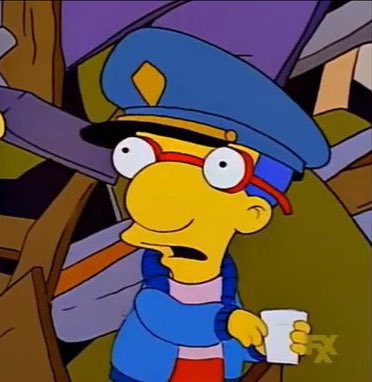 SoySimpsonito's tweet photo. - ¡Milhouse! ¿Cómo dejaste que esto pasara? Tú ibas a vigilar el centro de espectáculos “El Patio”. 
- ¡Estaba vigilando! Lo vi todo; primero se empezó a caer, y luego se cayó. https://t.co/b85dJ1HeUn