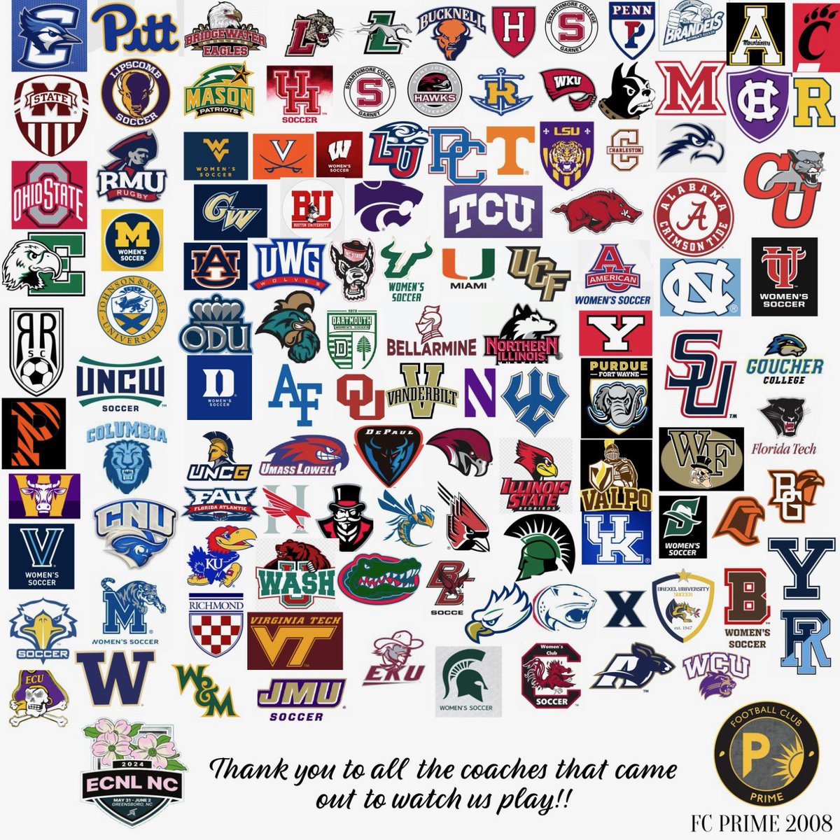 Alexa Jourdan (@jourdanalexa08) on Twitter photo Thank you to all the coaches who came to watch us at #ecnlnc !!
<a href="/FCPrimeOfficial/">Football Club Prime</a> <a href="/ECNLgirls/">ECNL Girls</a> <a href="/ImYouthSoccer/">ECNL/GA/Recruiting/College Soccer</a> <a href="/ECNLSoutheast/">ECNL Southeast Girls</a> @SoccerMomInt <a href="/TOPSOCCERPERFOR/">TOP SOCCER PERFORMANCE</a> Thank you to all the coaches who came to watch us at #ecnlnc !!
<a href="/FCPrimeOfficial/">Football Club Prime</a> <a href="/ECNLgirls/">ECNL Girls</a> <a href="/ImYouthSoccer/">ECNL/GA/Recruiting/College Soccer</a> <a href="/ECNLSoutheast/">ECNL Southeast Girls</a> @SoccerMomInt <a href="/TOPSOCCERPERFOR/">TOP SOCCER PERFORMANCE</a>