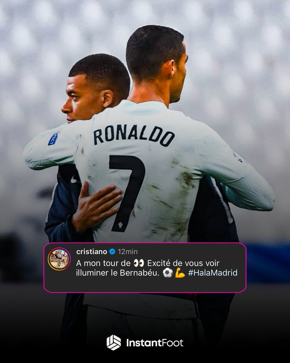 lnstantFoot's tweet photo. 🚨 Le commentaire de Cristiano Ronaldo sous le post Instagram de Kylian Mbappé : https://t.co/MQsCli8UBc