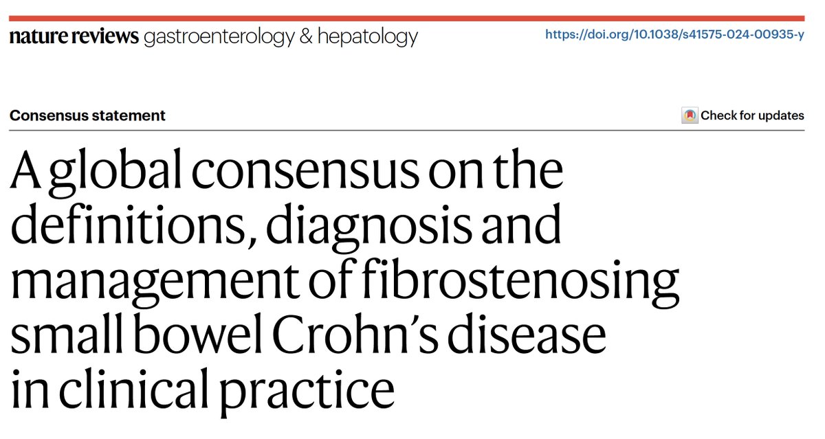 This work took 3⃣ years from conception to publication in @NatureRevGastro
‘A global consensus on definitions, diagnosis and management of fibrostenosing small bowel Crohn’s disease in clinical practice’ 
Essentials on this challenging #IBD treatment situation in a 🧵

1/11