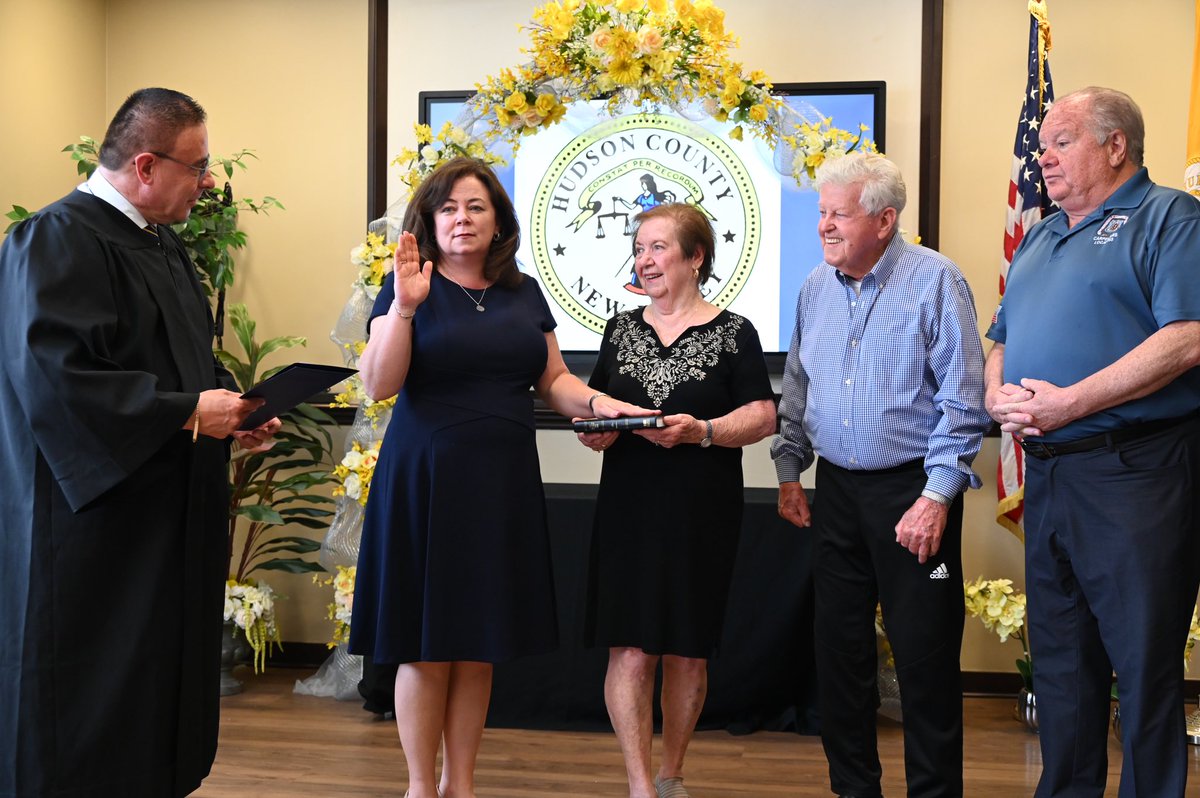 HudCoTweet's tweet photo. Congratulations to Maryanne Kelleher for being sworn in as Hudson County Superintendent of Elections! I thank @GovMurphy and the Judiciary Committee for their efforts in working to confirm Maryanne, a pillar of electoral integrity who I’m sure will excel in this position. https://t.co/Dha39IupPp