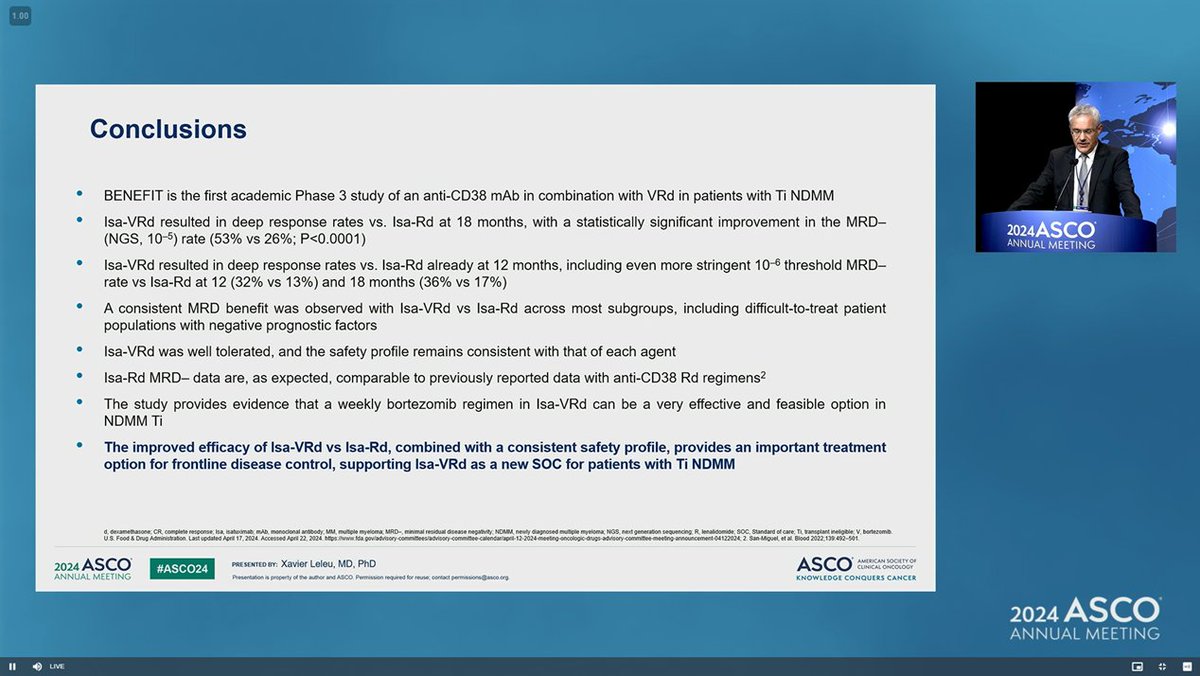 Sara Fagerlie, PhD, CHCP (she/her) (@sarafagerlie) on Twitter photo #ASCO24 BENEFIT study Isa-Rd+wkly bor vs Isa-Rd in transplant ineligible NDMM, W/ median f/u of 23.5 mo; sig higher MRD10-5 at 12- & 18-mo. Increased risk of infections and PN w/ 4-drug <a href="/hemeoncnews/">Cancer Communicator</a> <a href="/OncoAlert/">OncoAlert</a> #mmsm #ASCO24 BENEFIT study Isa-Rd+wkly bor vs Isa-Rd in transplant ineligible NDMM, W/ median f/u of 23.5 mo; sig higher MRD10-5 at 12- & 18-mo. Increased risk of infections and PN w/ 4-drug <a href="/hemeoncnews/">Cancer Communicator</a> <a href="/OncoAlert/">OncoAlert</a> #mmsm