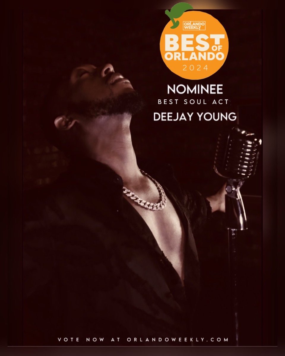 DeejayYoung's tweet photo. Humbled to be nominated as BEST SOUL ACT by @OrlandoWeekly for this year’s BEST OF ORLANDO Awards! #TeamDeejayYoung I’d love your support by voting &amp; sharing 🙏🏾😎 love ya’ll to life 🤎

click the link below to vote: 🗳️ 
https://t.co/rS69N30ayY

#deejayyoung #bestoforlando #rnb https://t.co/iNi15kBkUG