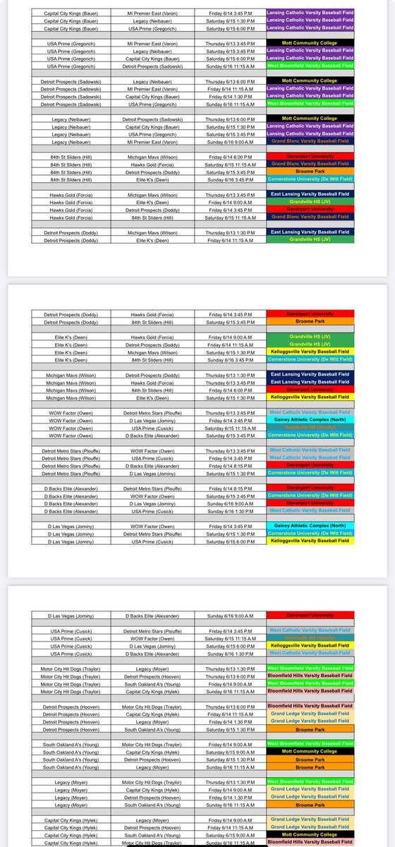 🚨🚨 Schedule Release - 15/16U🚨🚨