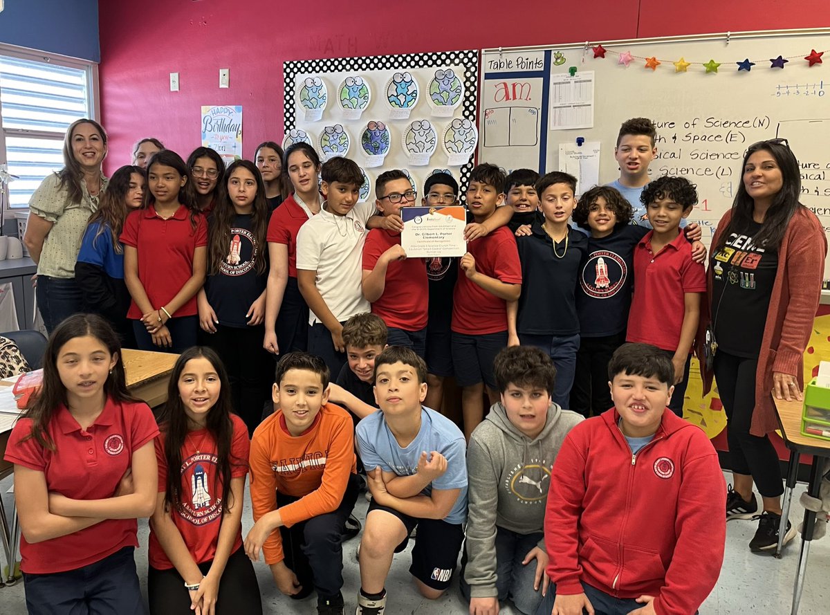 MEtweedy's tweet photo. On behalf of EduSmart &amp; the Dept. of Science congrats to the Gr. 5 2024 “Smart Cookie” Competition Runner Up Dr. Gilbert L. Porter ES for the South Region! @EduSmartScience @MDCPSSci @MDCPSSouth @GilbertPorterES @AileenVega123 @NestorEMarcia https://t.co/xJ94GzDyez