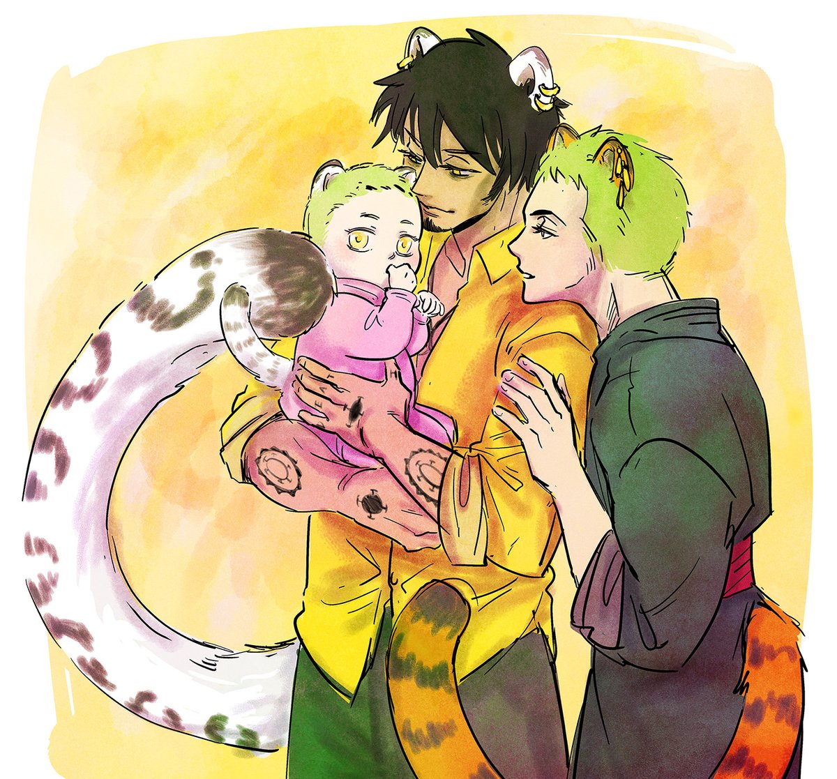 self indulgent Lawzo catboy/ABO/family with baby AU. I wanted it all.
