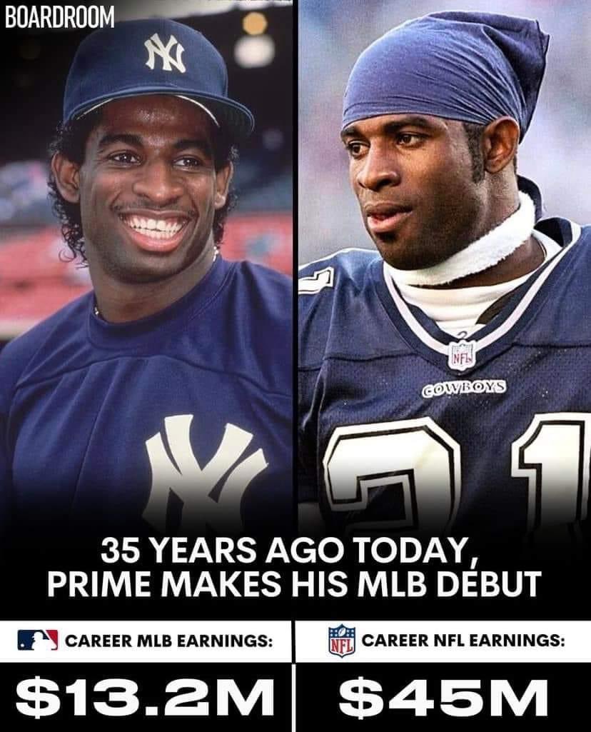 ChicoCleveland's tweet photo. #DeionSanders is still the Only person ever to play in the #SuperBowl and #WorldSeries. 
 🫡 
.
.
#CoachPrime #football #BiggDoggChico #primetime #sports #NFL #atlantafalcons #dallascowboys #skobuffs https://t.co/ZFY6lAQg0t