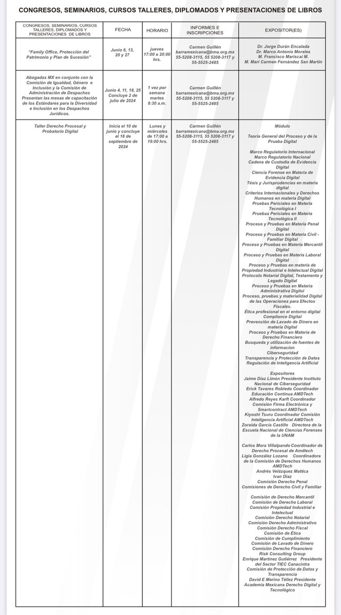 Les invito a registrarse para participar en las sesiones de estudio y ejercicio profesional y seminarios que la <a href="/BMA_Abogados/">Barra Mexicana, Colegio de Abogados A.C.</a> tiene preparadas para ustedes esta semana.

#EducaciónJurídicaContinua #SomosBMA