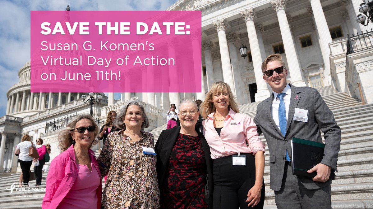 Next week, we will be on Capitol Hill as part of our annual Advocacy Summit! Join our Virtual Day of Action to let your voice be heard: bit.ly/KomenAdvocates #KomenAdvocacy