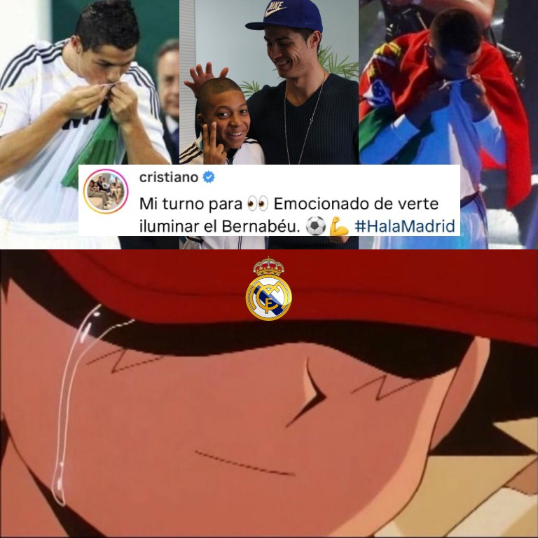 El mejor galáctico de todos los tiempos festejando la llegada del nuevo galáctico al Santiago Bernabéu. Aquí es cuando todos los verdaderos aficionados del Real Madrid lloran de la emoción. MOMENTAZO.