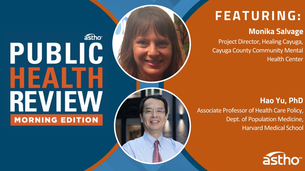 ASTHO's tweet photo. On today's #PHRME, Monika Salvage shares how support from @NIDAnews &amp; @Columbia is reducing overdose fatalities in Cayuga County, NY. @harvardmed's Dr. Hao Yu measures the impact of heat waves on vulnerable communities through EMS data. 
🎧: https://t.co/B4v2KMbIOz @HealingCayuga https://t.co/NrraGU2HaA