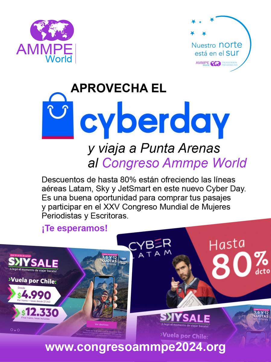 NO DIGAS QUE NO TE AVISAMOS!!!! 
Este es el momento!!! Aprovecha las ofertas y compra tus pasajes para nuestro Congreso.

#AmmpeWorld 
#congresomundial