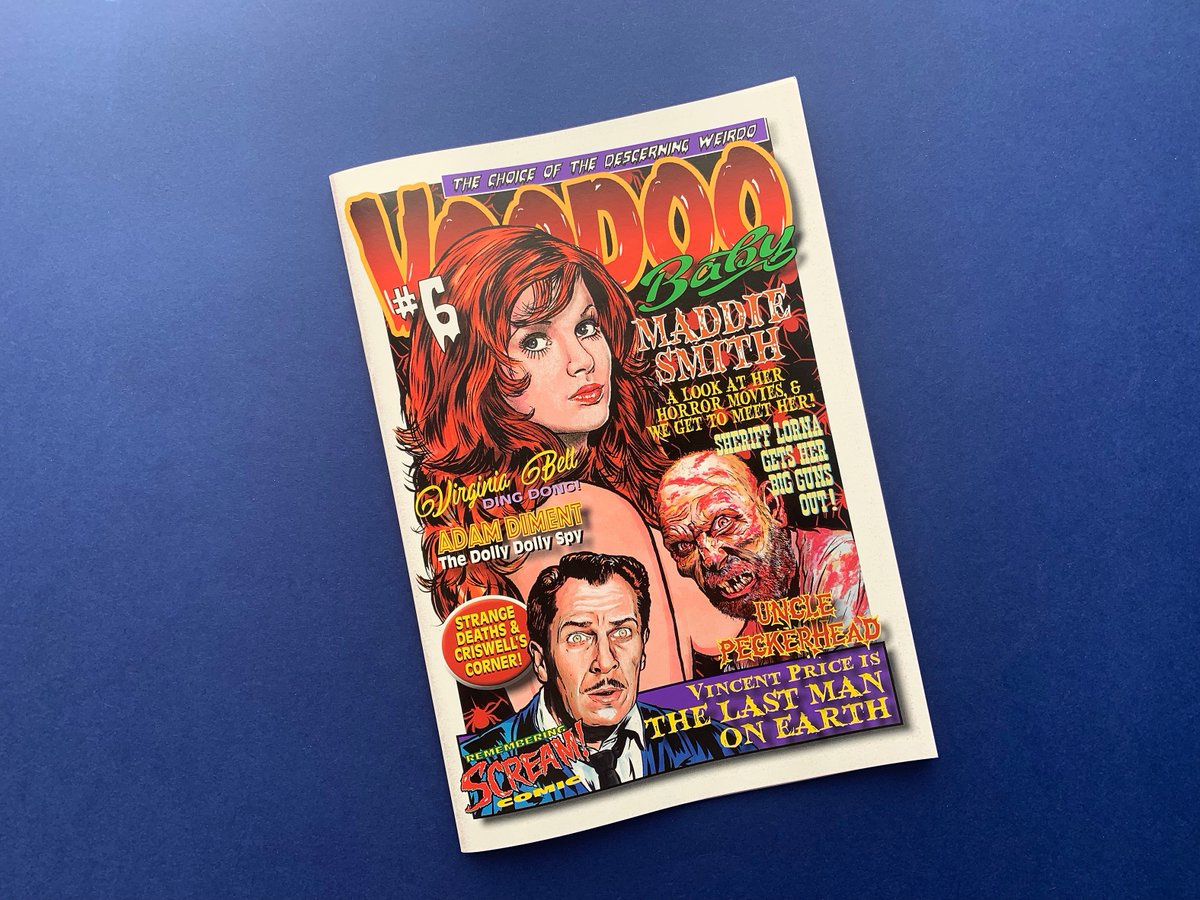 VOODOOBABY8's tweet photo. Just a few highlights from the NEW issue 6 of VOODOO BABY. #madelinesmith #unclepeckerhead #osombie #lornamorgan #billskarsgard #vincentprice #virginiabell #zine #fanzine #zinester #horror #zombies #monsters #horrormovies #retrobabes #vintagebeauties #humour #horrorart #humor https://t.co/I63nkCydpn