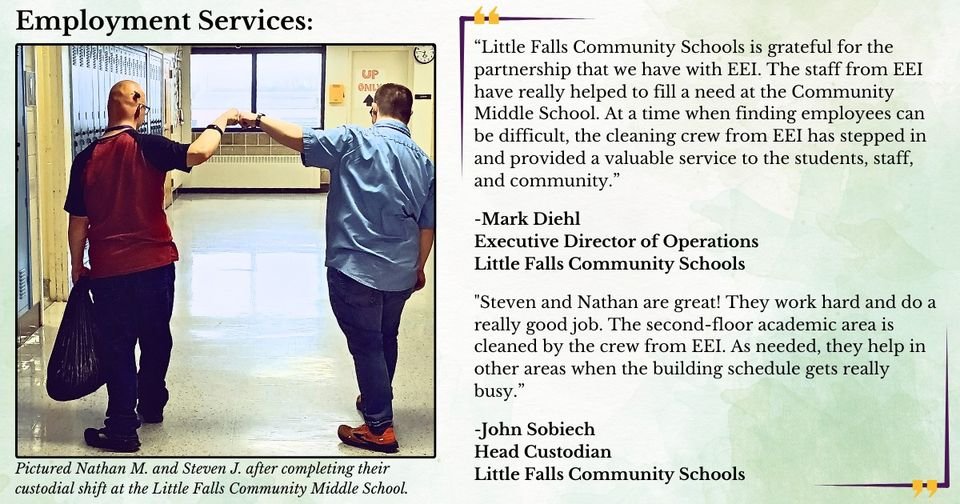 cdcmorrisonmn's tweet photo. 👏🏼 Support #EEI in applauding Nathan M. &amp; Steven J., who are participants in #EmploymentEnterprisesInc' #EmploymentServices program! @LittleFalls482 Schools have fantastic things to say about these superstars and the work they do! 👏🏼 🫶
https://t.co/289mc5HvkG
#MorrisonCounty https://t.co/WqGOeU8868