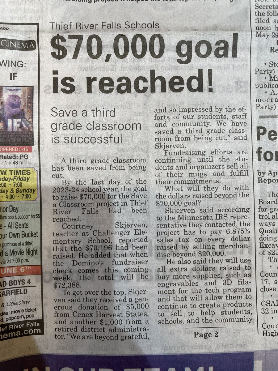 Last November taxpayers in Thief River Falls, MN rejected a series of referenda to fund their school, so third graders have been selling mugs to save their classroom from the axe. Media treats it as a feel-good story.