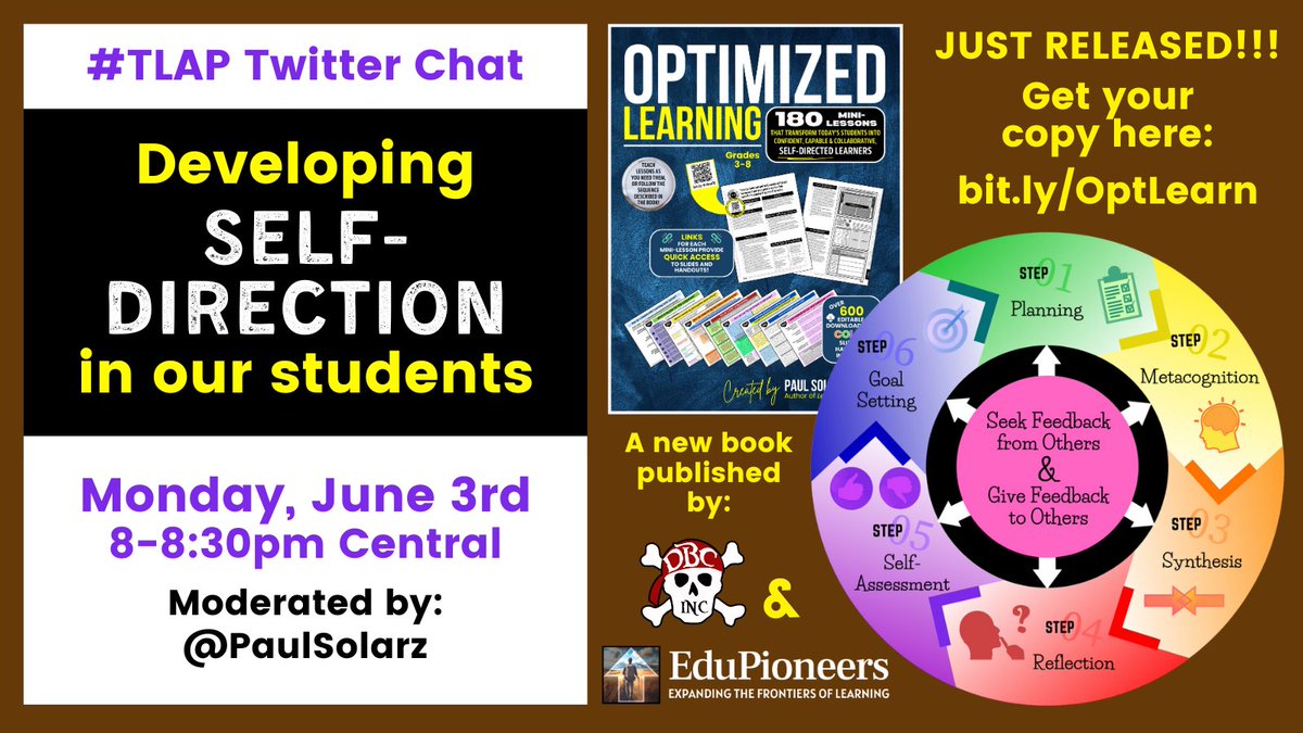 dbc_inc's tweet image. Please join us tonight for #TLAP as @PaulSolarz hosts an outstanding chat around the topic of #OptimizedLearning!
You don&apos;t want to miss this!
6.3.24.
8 PM CT (30 mins)
📖 bit.ly/OptLearn

#LearnLAP #dbcincbooks @burgessdave @TaraMartinEDU