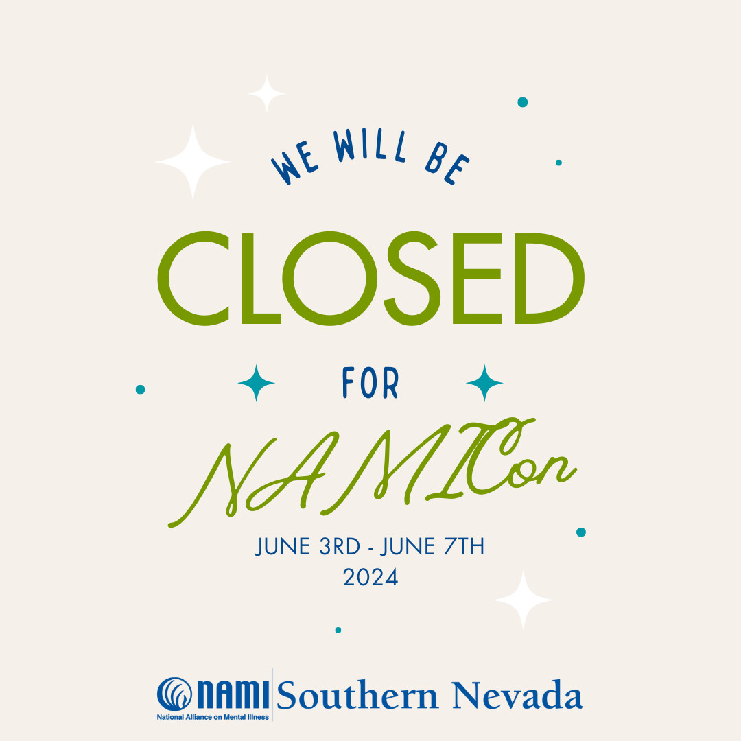 NAMISNV's tweet photo. The NAMI Southern Nevada office will be closed this week while our staff is at NAMICon 2024. We will be busy learning more tools, ideas, and resources to bring back and share w/ the SNV community. Thanks for your understanding. See you next week!
#NAMICon #OfficeClosed https://t.co/6yerbzpJUq