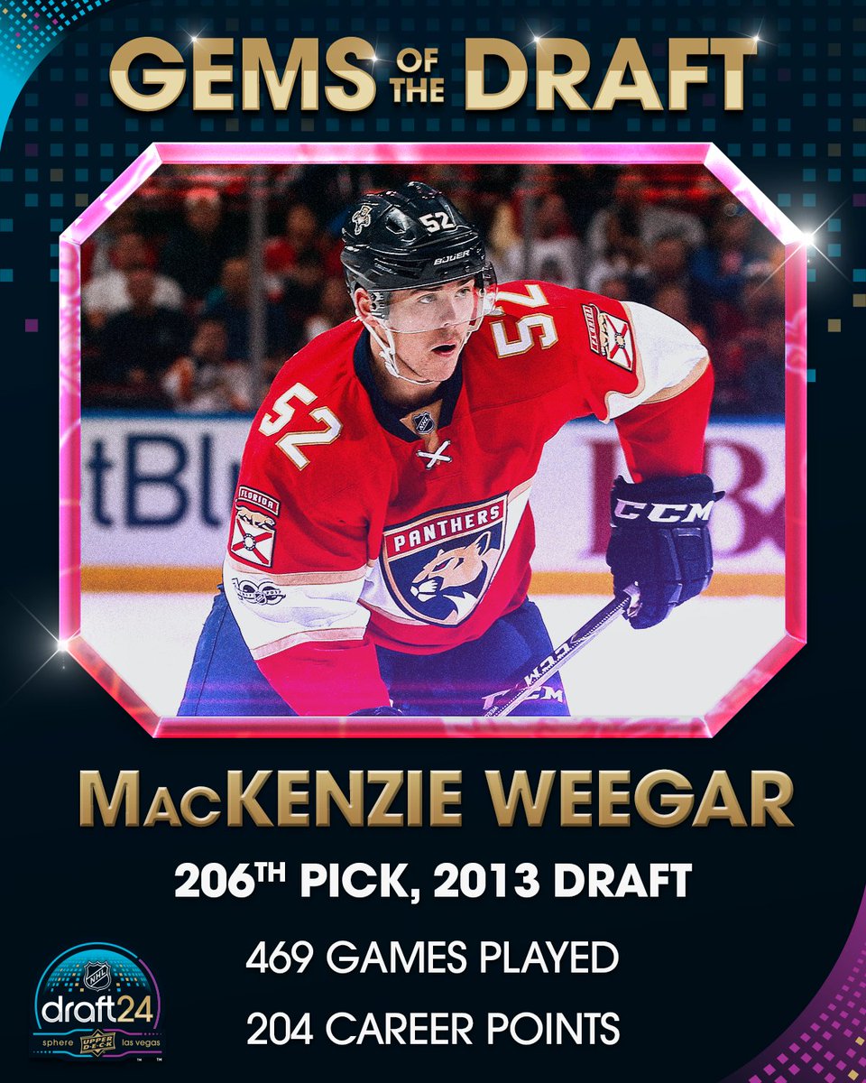 NHL's tweet photo. MacKenzie Weegar is proof that you can find a top-pairing defenseman in the seventh round. 🙌

Catch the 2024 Upper Deck #NHLDraft from June 28-29 on @espn, @ESPNPlus, @Sportsnet, Sportsnet+, @TVASports, &amp; @NHLNetwork https://t.co/ixDERniQ7K