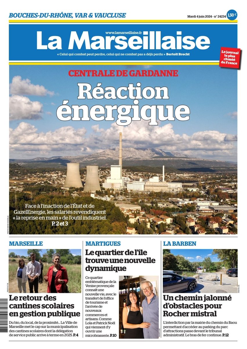 LeoPurguette's tweet photo. #ÀlaUne du 4 juin 2024  #Gardanne #Centrale #Energie #Cantines #Marseille #Martigues #LaBarben 
En kiosque et par abonnement sur https://t.co/v33E8KiMef https://t.co/qCbSDiDVUL