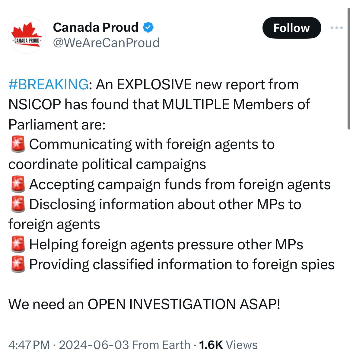 MelissaLMRogers's tweet photo. #BREAKING 🇨🇦 An explosive new report confirms that CANADA has a corrupted government 🤯 https://t.co/NWypr9oYP1