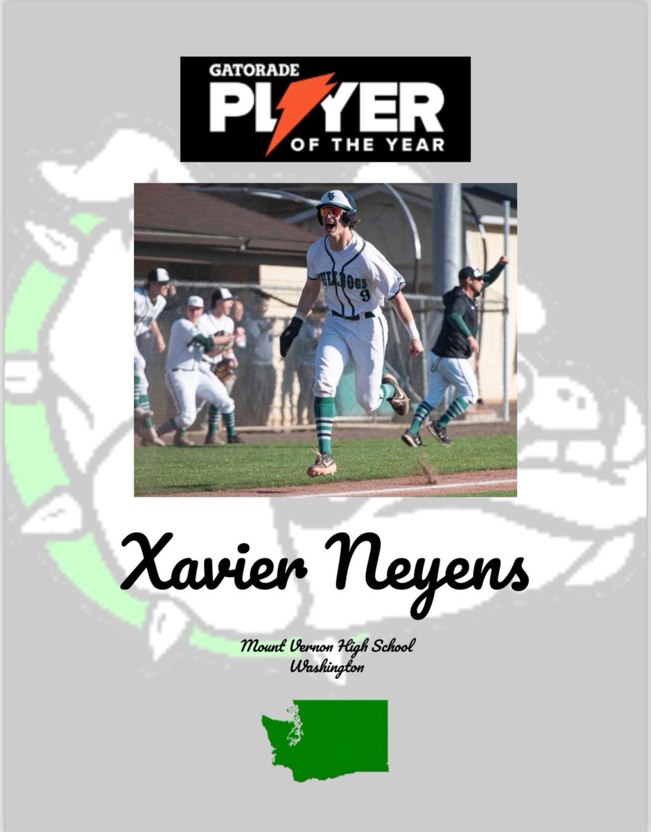 Skagit Preps (@skagitprep) on Twitter photo Congratulations Xavier Neyens on being selected as the Gatorade Washington Baseball Player of the Year!
The MVHS Junior batted .455, scored 34 runs, and compiled an OPS of 1.327.
As a pitcher he was 5-0 with a 0.47 ERA and 37 Kβs over 29.1 innings.
Congrats <a href="/XNeyens/">Xavier Neyens</a> Congratulations Xavier Neyens on being selected as the Gatorade Washington Baseball Player of the Year!
The MVHS Junior batted .455, scored 34 runs, and compiled an OPS of 1.327.
As a pitcher he was 5-0 with a 0.47 ERA and 37 Kβs over 29.1 innings.
Congrats <a href="/XNeyens/">Xavier Neyens</a>