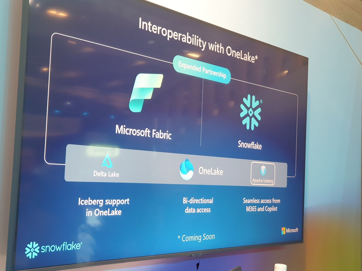 Maria_SQL's tweet image. Hangong out in Microsoft Booth and happy to hear at #snowflakesummit that Iceberg support is coming up in OneLake