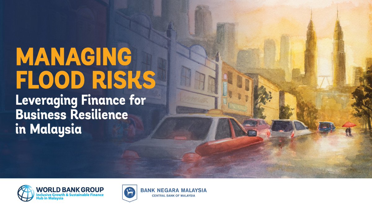 📊 @WorldBank and @BNM_official research reveals that a hypothetical 1-in-20-year flood event could cost #Malaysia up to 4.1% of GDP by 2030. Learn how targeted policy actions can mitigate these risks and foster economic resilience. ℹ️ Download report: wrld.bg/nkN350RZV8x