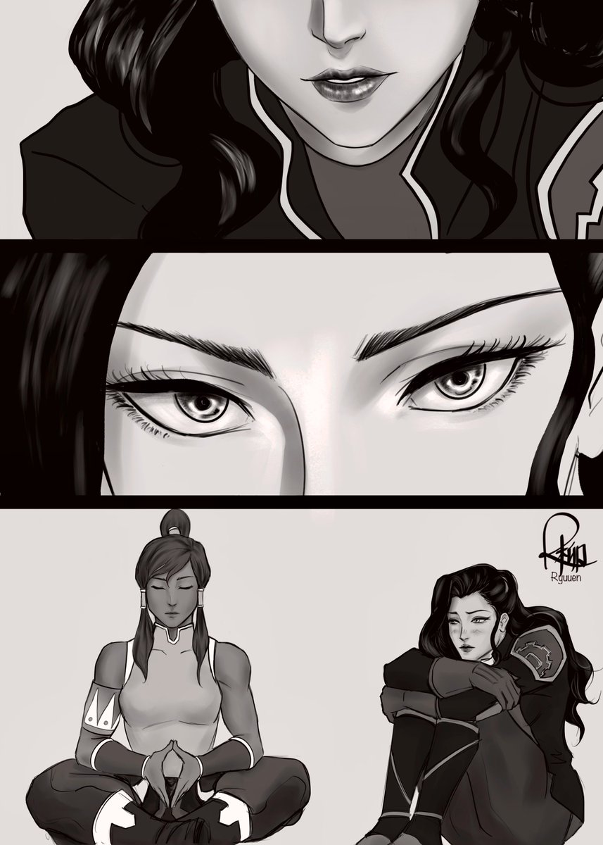 itsRyuuen's tweet photo. What I HC Asami was thinking while she was guarding a meditating Korra. 😅 
 #korrasami https://t.co/oFZfeK9PMk