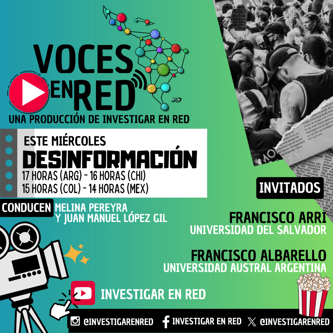 Este miércoles a las 17 (ARG) comienza "Voces en Red", una expansión del proyecto <a href="/InvestigarenRed/">Investigar en Red</a> en la que buscamos diseminar los resultados y la "cocina" de la investigación que involucra a más de 140 investigadores de 9 países rb.gy/6l46ur <a href="/FcomAustral/">Facultad de Comunicación · Universidad Austral</a>