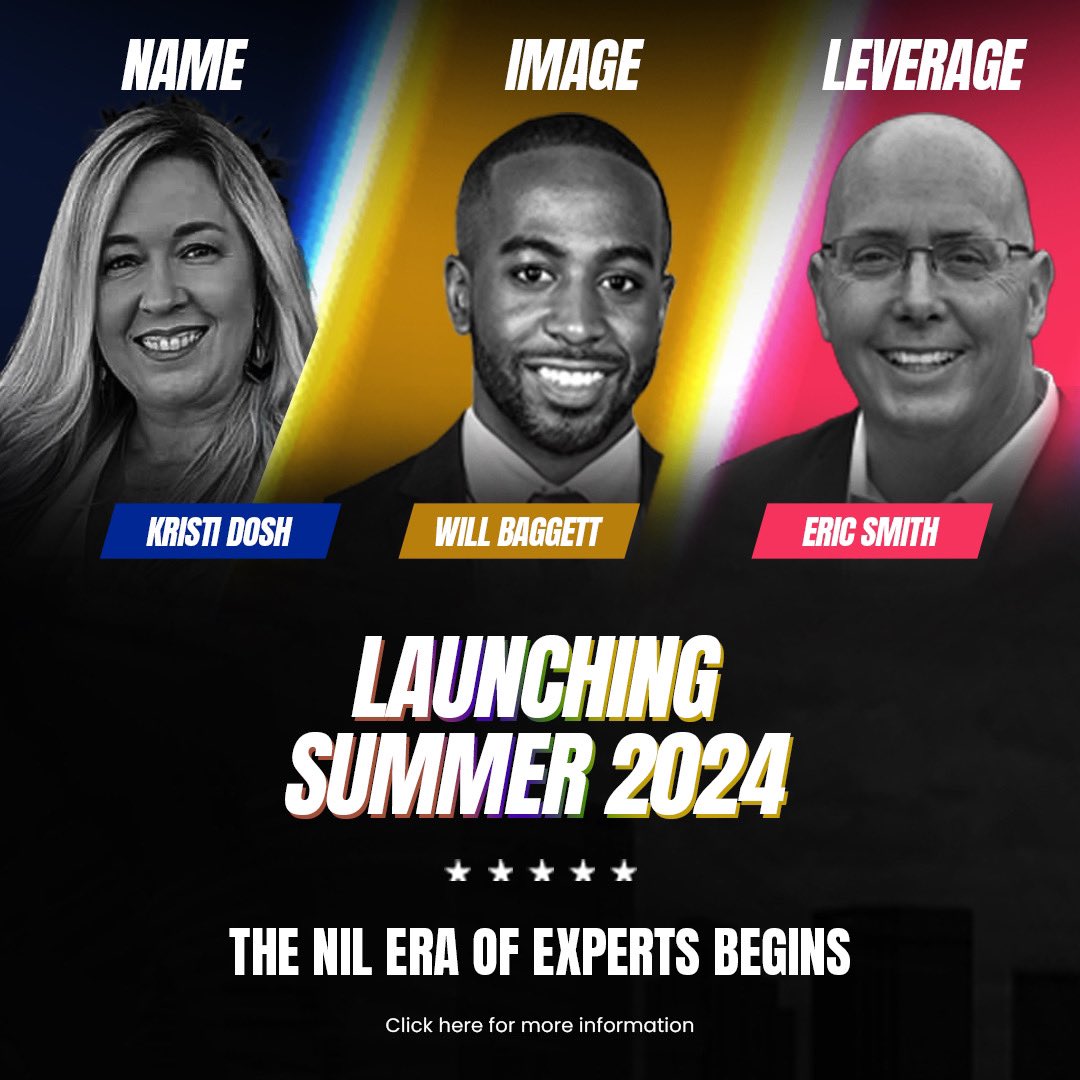 <a href="/SportsBizMiss/">Kristi Dosh</a> 
 + <a href="/OneBaggTalk/">Will Baggett</a> 
    <a href="/EksgroupEric/">Eric Smith</a> 
—————————
    #TheNewEra 

The most trusted voices for the past 10+ years are now ONE. 

#NILeverage