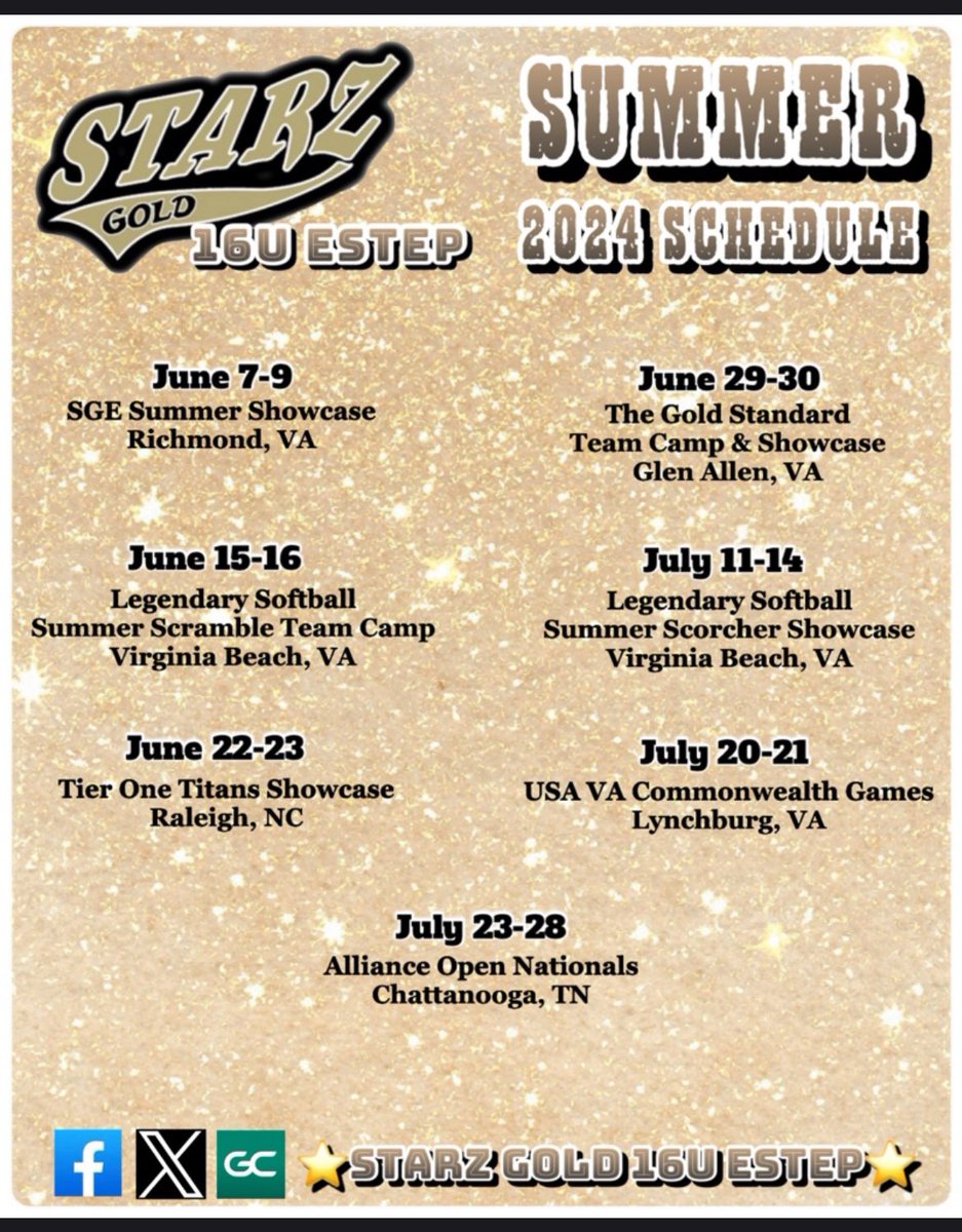 School balls over! Time for travel season! Here’s my team’s updated summer schedule! <a href="/StarzGoldEstep/">Chip Estep</a> <a href="/StarzGold/">StarzGold</a>
