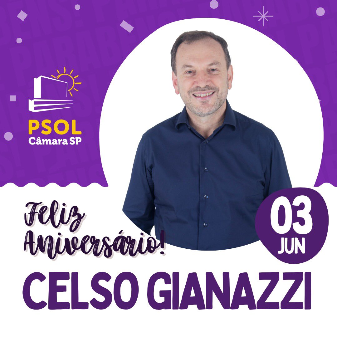psolcamarasp's tweet photo. Hoje nosso parabéns vai para o vereador e líder da bancada do PSOL na câmara, @CelsoGiannazi 

Temos muita honra e orgulho de seguir juntos nessa caminhada. Desejamos muita saúde e força pra seguir adiante na luta por uma São Paulo mais justa para todos. 

❤️🎉 https://t.co/WZA3SCkJzd