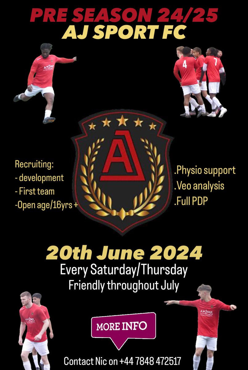 AJSportFC's tweet photo. Currently recruiting for our men’s team and new development team, get In touch to register your interest.

@NottsSeniorLge @NottsFA @EuroSoccerCo https://t.co/3JqGQDClzr