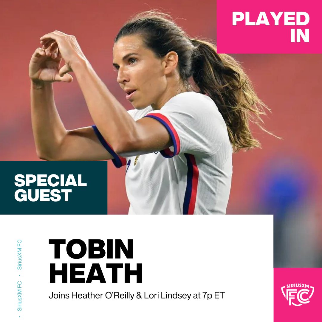 Celebrate Pride with #USWNT legend @TobinHeath! She joins @HeatherOReilly & @LoriLindsey6 on special edition of PLAYED IN, tonight at 7 Eastern on SiriusXM FC 157 & the SiriusXM App - sxm.app.link/siriusxmfc