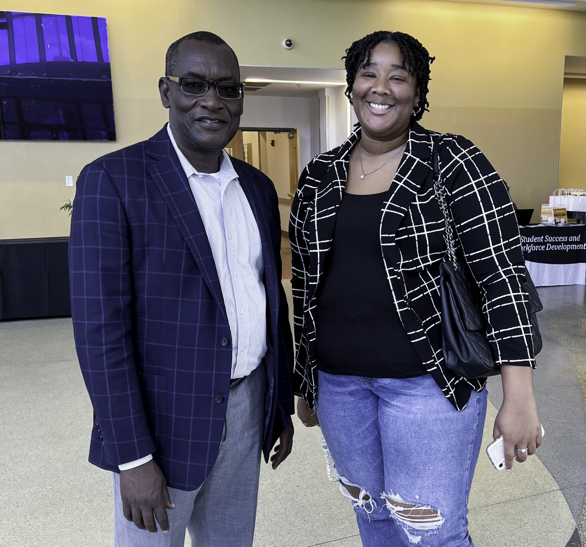 Dr. Mohammed Ibrahim, @FVSU CAFST associate dean for academics, recently ran into his former student, Faith Fantroy, at the Student Success & Workforce Development Spring Symposium at @TuskegeeUniv. The #FVSUag alumna is majoring in ag economics at the master's level at Tuskegee.