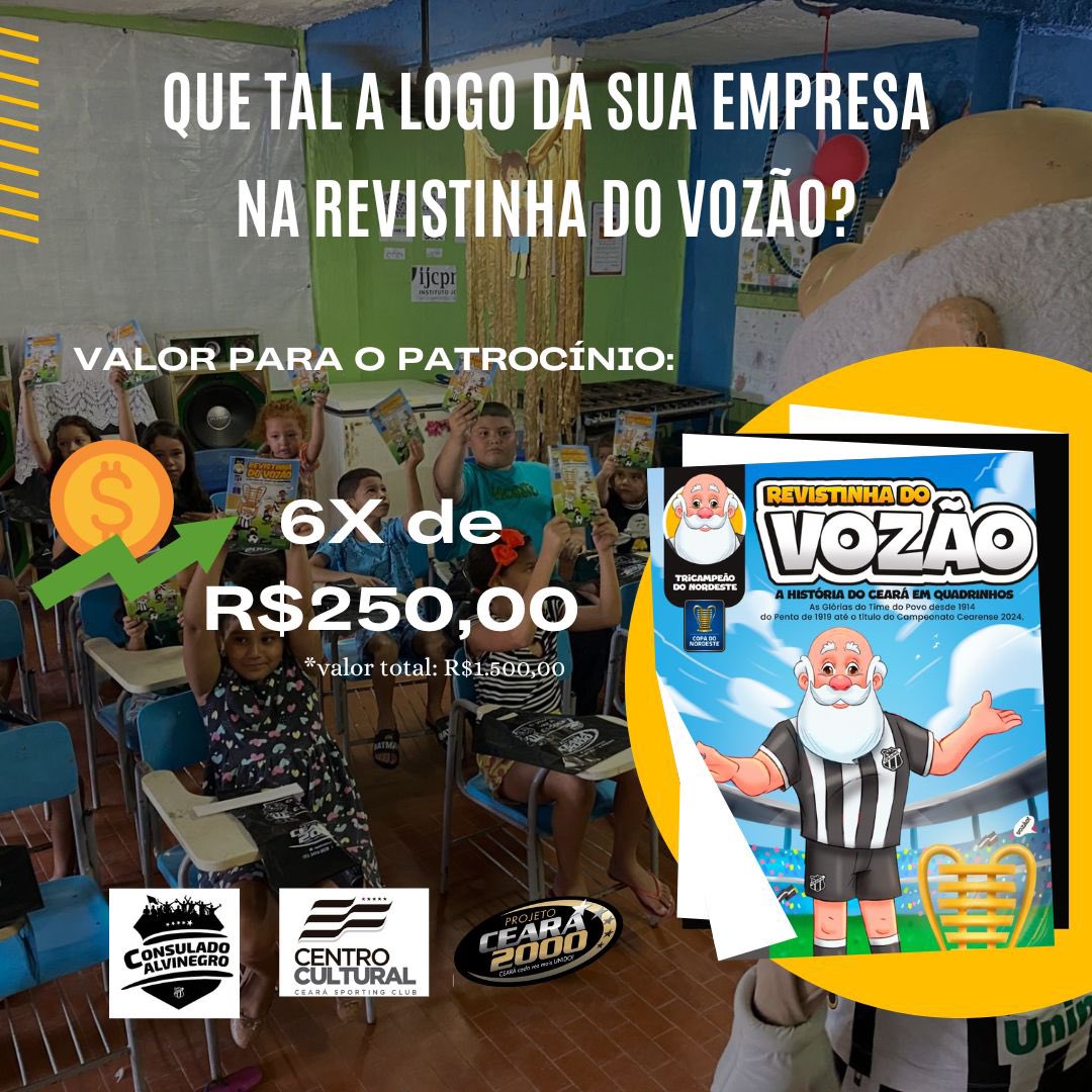 pc2000_'s tweet image. Venha ser o novo patrocinador da revistinha do Vozão! 🌟 👴🏽 🏁

Estamos com 10 vagas disponíveis para empresas que queiram estampar sua logo e aproveitar diversas vantagens incríveis! 

📲 3038-8056