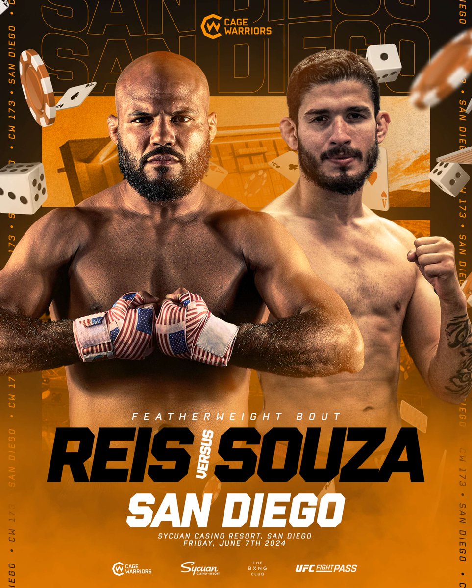High Stakes Showdown at @SycuanCasino 🎲 UFC Veterans collide in our #CW173  San Diego Main Event this Friday... 🎟️ 𝗚𝗿𝗮𝗯 𝗬𝗼𝘂𝗿 𝗧𝗶𝗰𝗸𝗲𝘁𝘀  𝗡𝗼𝘄: https://t.co/7YVNgOLwNk, image size:963x1200