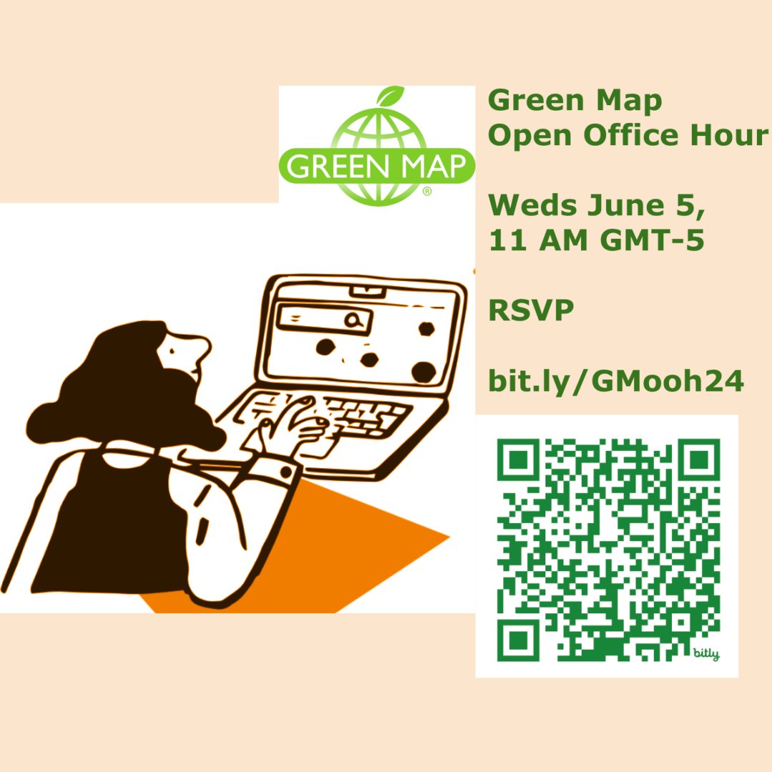 Green Map's monthly Open Office Hour 

Weds June 5, 11 AM GMT-5
RSVP  bit.ly/GMooh24