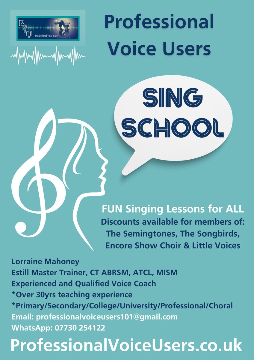 Singing and/or Voice lessons 
based in #semington nr #melksham #trowbridge #wiltshire 
Lessons also available #online 
WhatsApp Lorraine 07730 254122