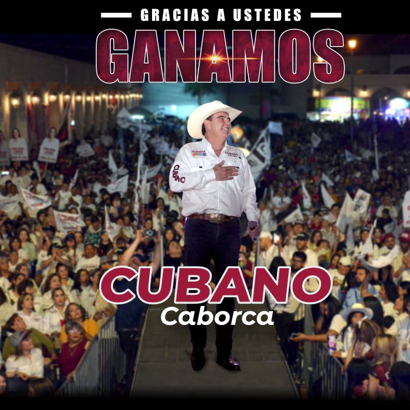 CubanoMier's tweet photo. ¡En Caborca Ganamos Todos!

Agradezco infinitamente a los caborquenses quienes este domingo depositaron su confianza en mí y en todo mi equipo, dejando muy en claro su deseo de que sigamos construyendo un municipio ganador, con esperanza, con orden y resultados. https://t.co/XJBdpPMse8