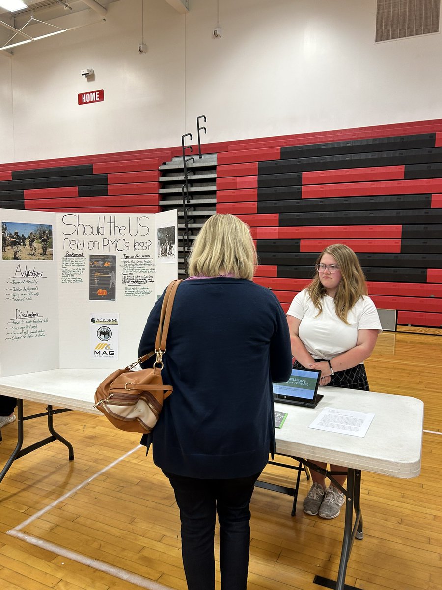 Ruthie looked into the US military use of private contractors, and questioned its necessity. #sealofcivicreadinessnight2024 📚🇺🇸