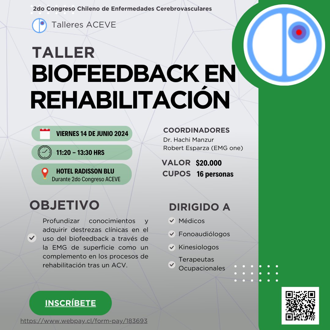 2do CONGRESO CHILENO DE ENFERMEDADES CEREBROVASCULARES presenta...

📣Talleres ACEVE
- Se desarrollan durante el 2do Congreso ACEVE
- Cuentan con inscripción y cupos limitados 👀

Inscríbete! [ 1/2]
