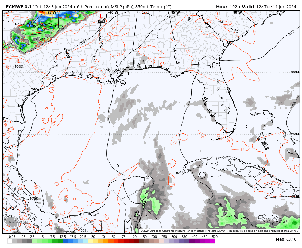 TROPICAL UPDATE: Below is a model comparison for next Tuesday morning. American model shows possible development, European model nothin'. Guess which one gets shared more? It's that time of the year to watch out for social media clickbait. People sharing worst-case scenario