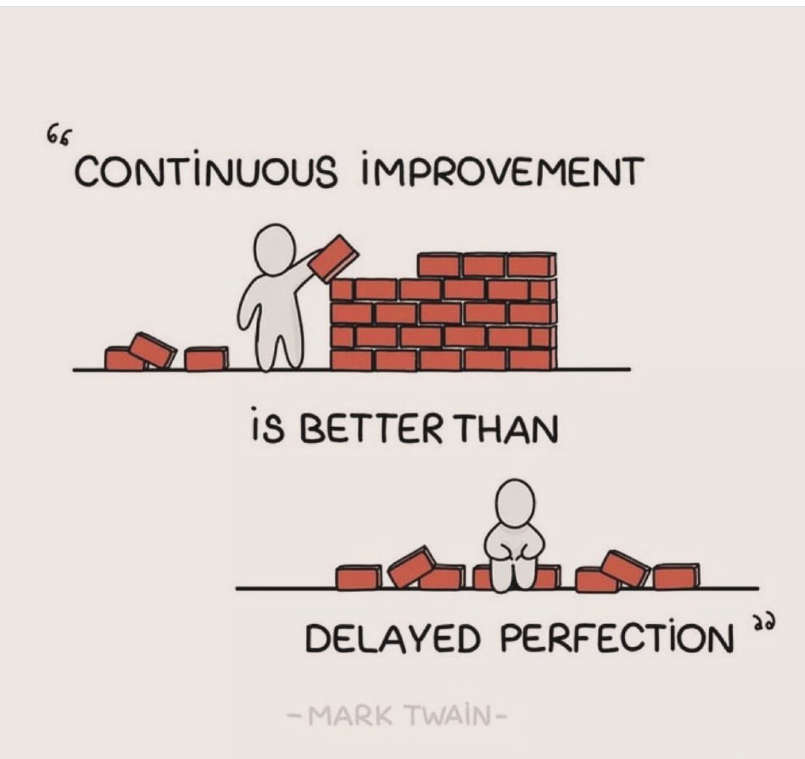 Too many chase perfection and fail to get to the end! Strive for continuous improvement instead. It may not be ideal at the start but get going and keep improving. That’s how you get from A - B #leadership #LeadershipDevelopment