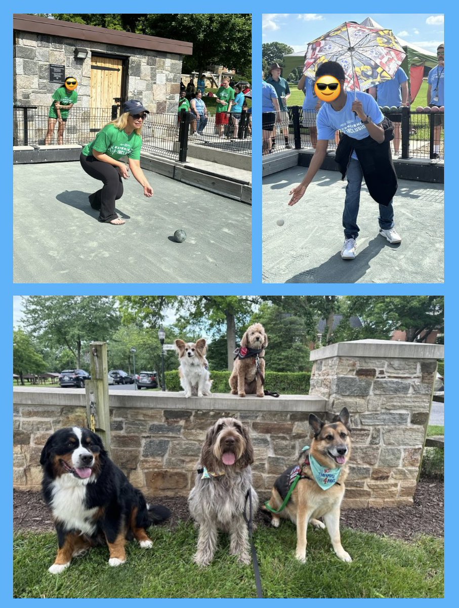 StephMeredith11's tweet photo. In collab w/ @SpOlympicsMD &amp; Frederick Bocce Club, @FCPSMaryland SUCCESS Ss participated in unified bocce @CityFredRec Baker Pk while building inclusive Rec &amp; Leis. relationship as they transition into adulthood. Thx fans @ Go Team Therapy Dogs &amp; families. #INCLUDE @FCPSAdaptedPE https://t.co/XpnReAdks0