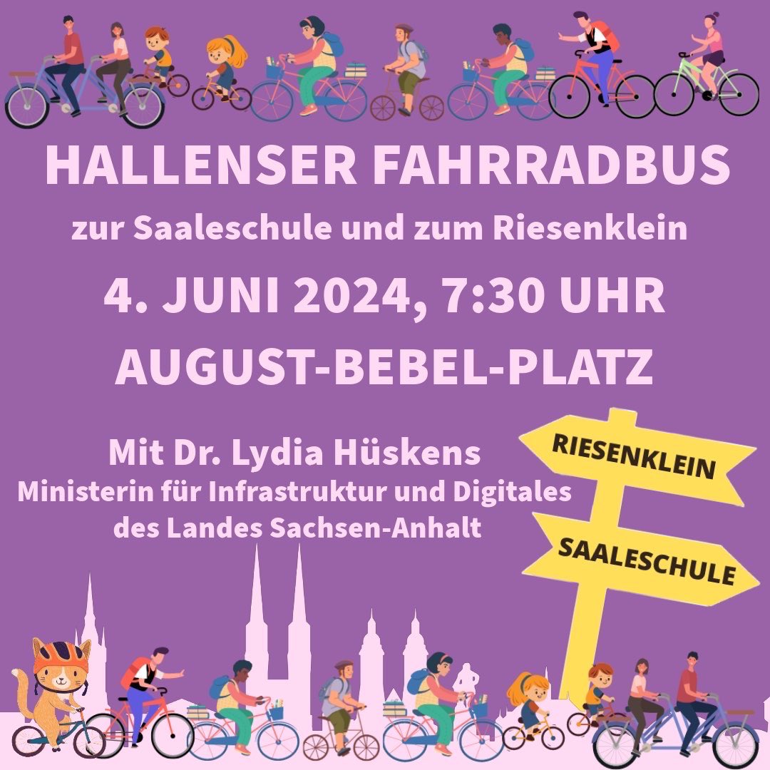 Morgen zu Gast bei unserem Fahrradbus: Frau Ministerin Dr. Lydia Hüskens <a href="/LydiaHueskens/">Lydia Hüskens</a> . Wir freuen uns!