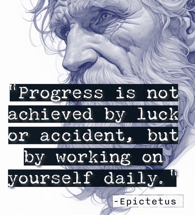 HazelKutton's tweet photo. Progress is not achieved by posting something everyday for dopamine, it's the little habits and working on being better at certain things is what is helps you succeed. 
🗝
#keytowisdom #stoics #habits #improving #bekind #behelpful #greeks #stoicphilosophy #future #lessons #June https://t.co/1HjxIqsLX0