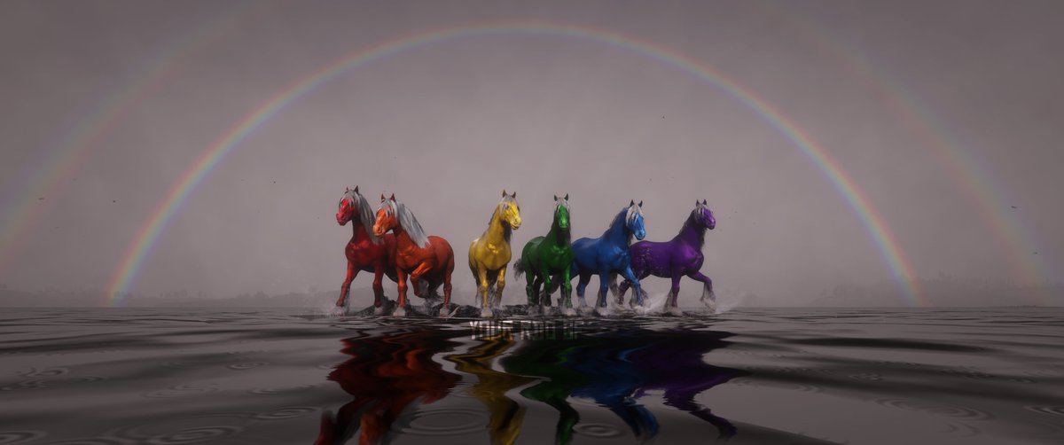 your_rdo_gf's tweet photo. happy pride here's some rainbow horses

#rdr2 #reddeadredemption2 #pride2024 https://t.co/n3XViFksNX