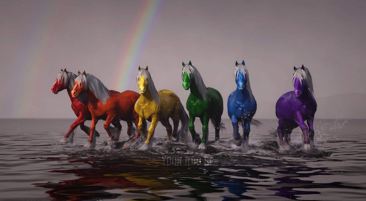your_rdo_gf's tweet photo. happy pride here's some rainbow horses

#rdr2 #reddeadredemption2 #pride2024 https://t.co/n3XViFksNX